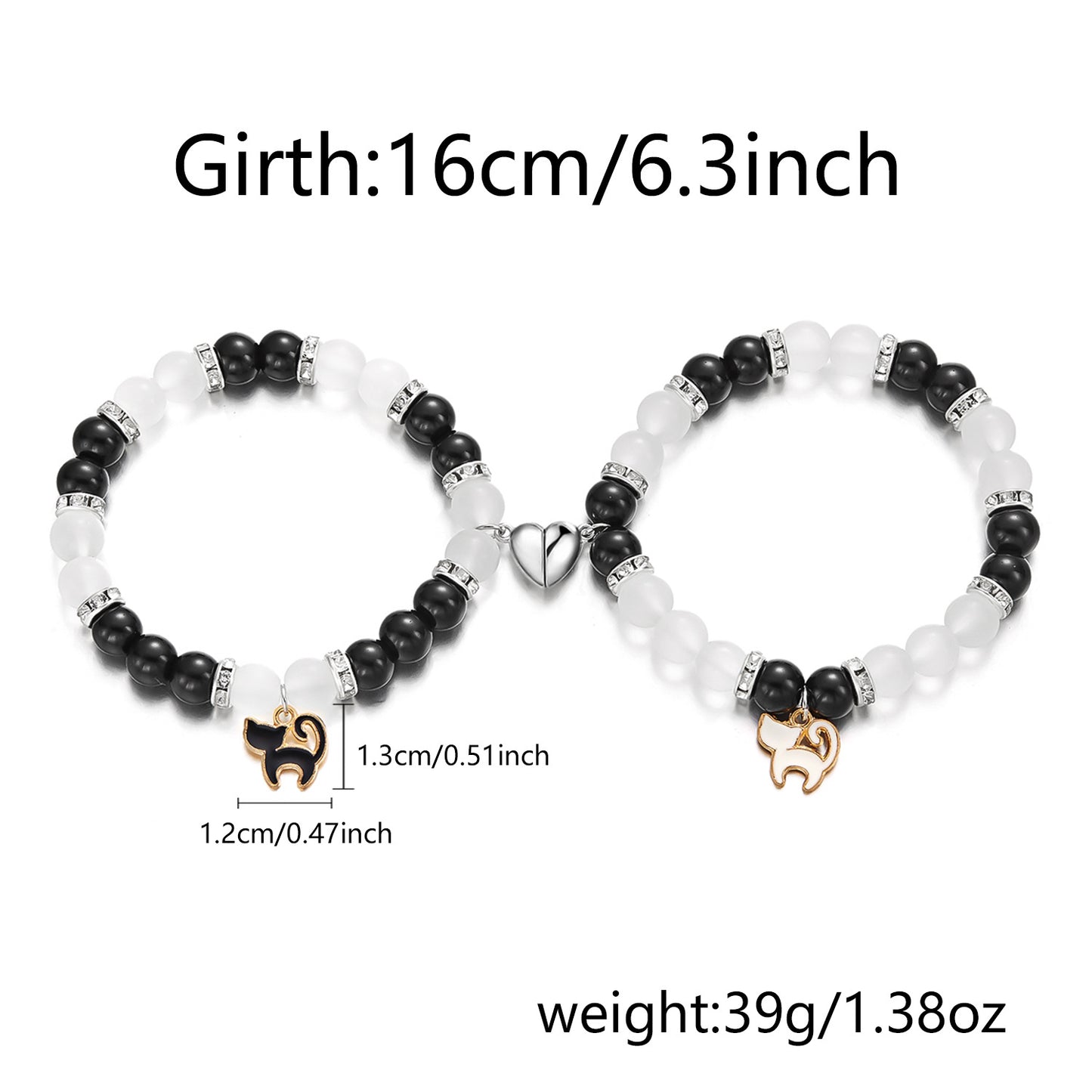 Magnetic Black White Package Suit Simple Bracelets