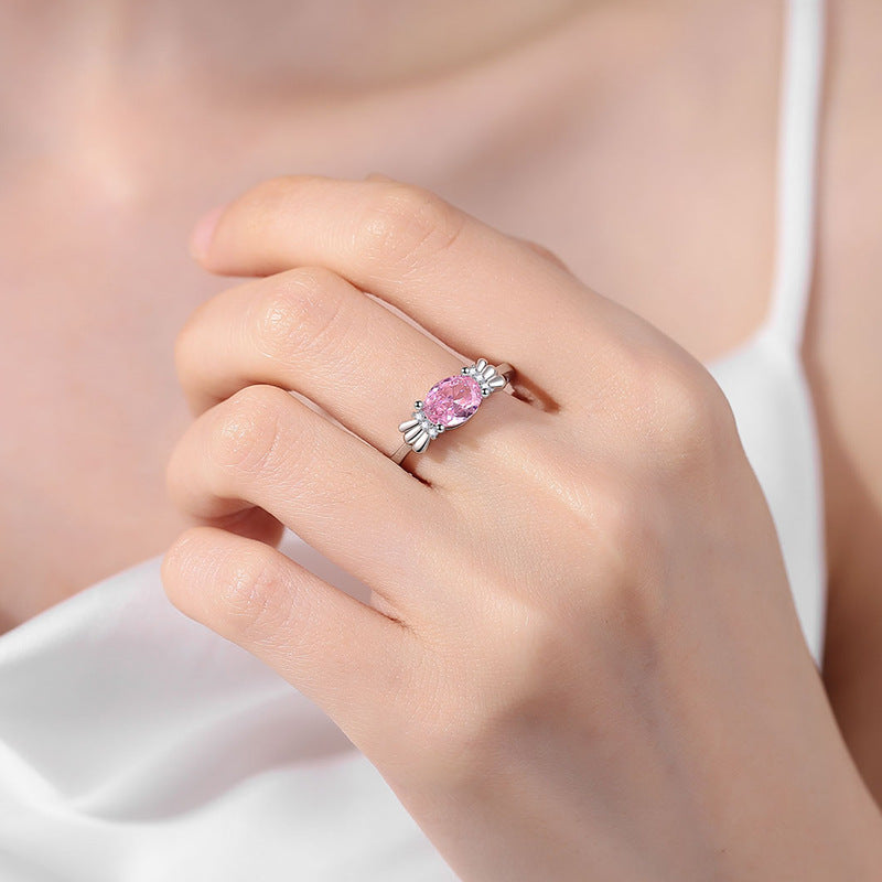 Exquisite Pink Love Heart-shaped Fashionable Personality Open Rings