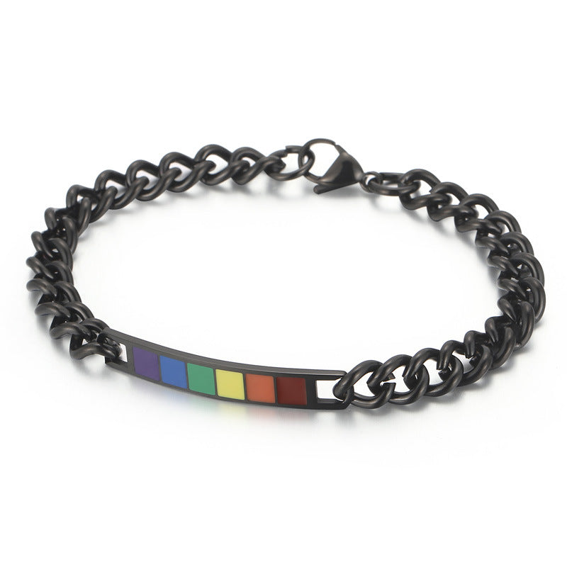 Fashion Stainless Steel Curved Rainbow Personality Titanium Bracelet