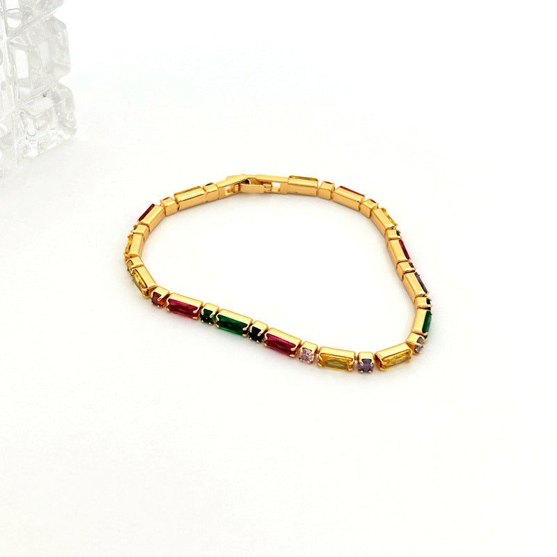 Light Luxury High-grade Fashion Style Full Diamond Color Zircon Jewelry Set
