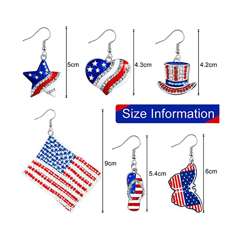 Graceful Popular Independence Day Flag Heart-shaped Earrings