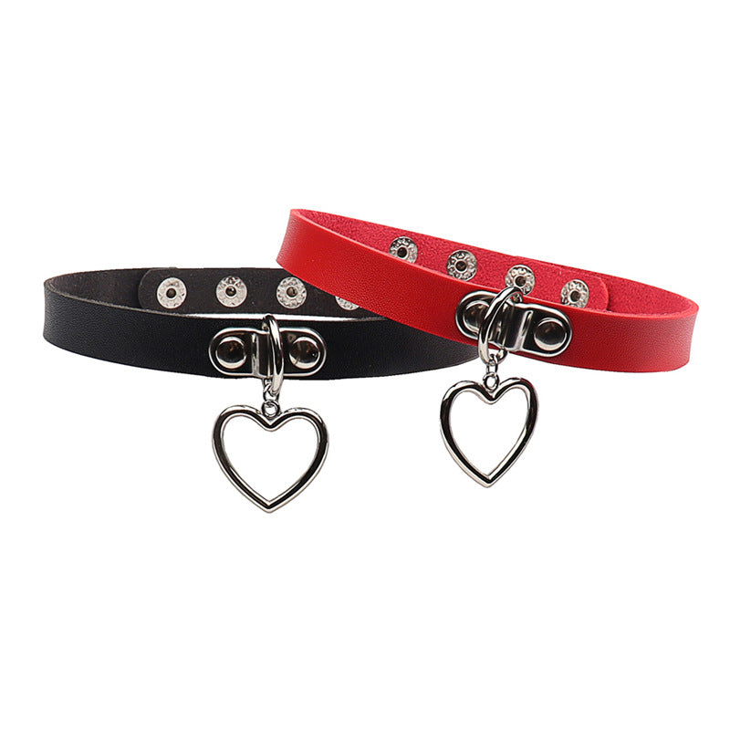 Women's Goth Style Soft Leather Love Choker Necklaces