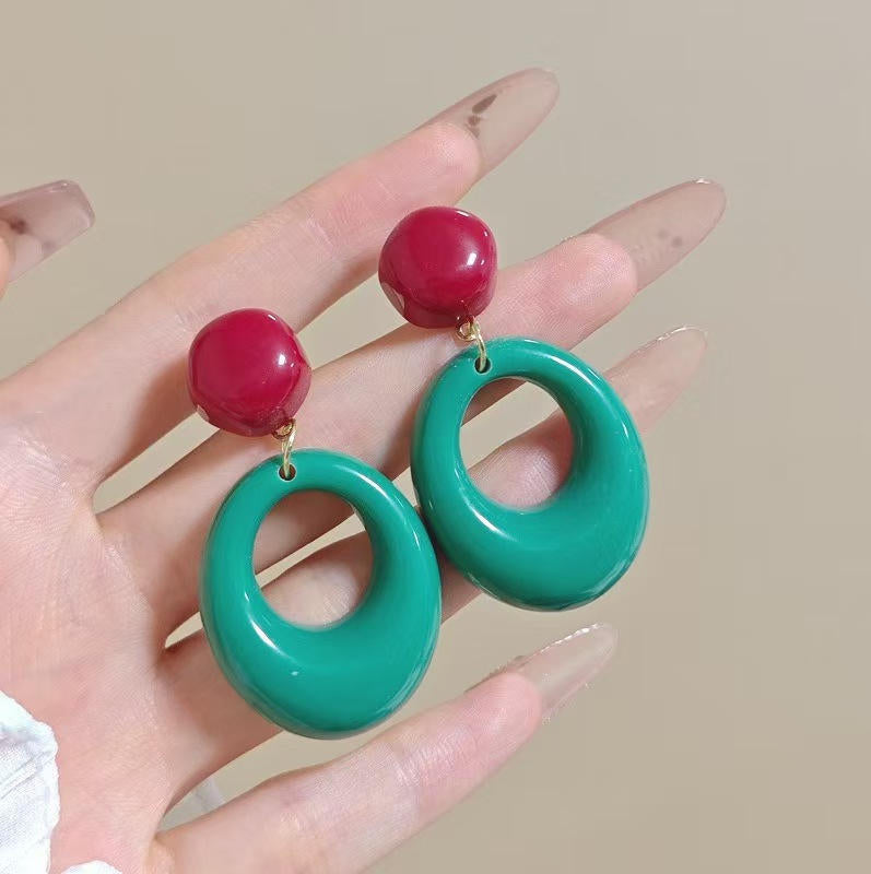 Women's Flower Frosted Resin Knitted Oil Rings