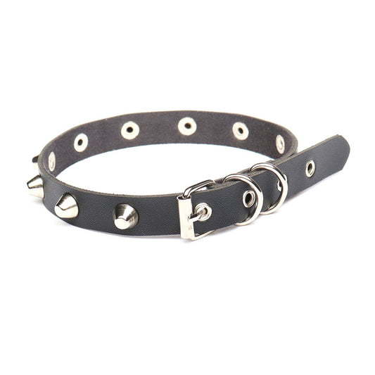 Dark Goth Style Leather High Profile Retro Collar