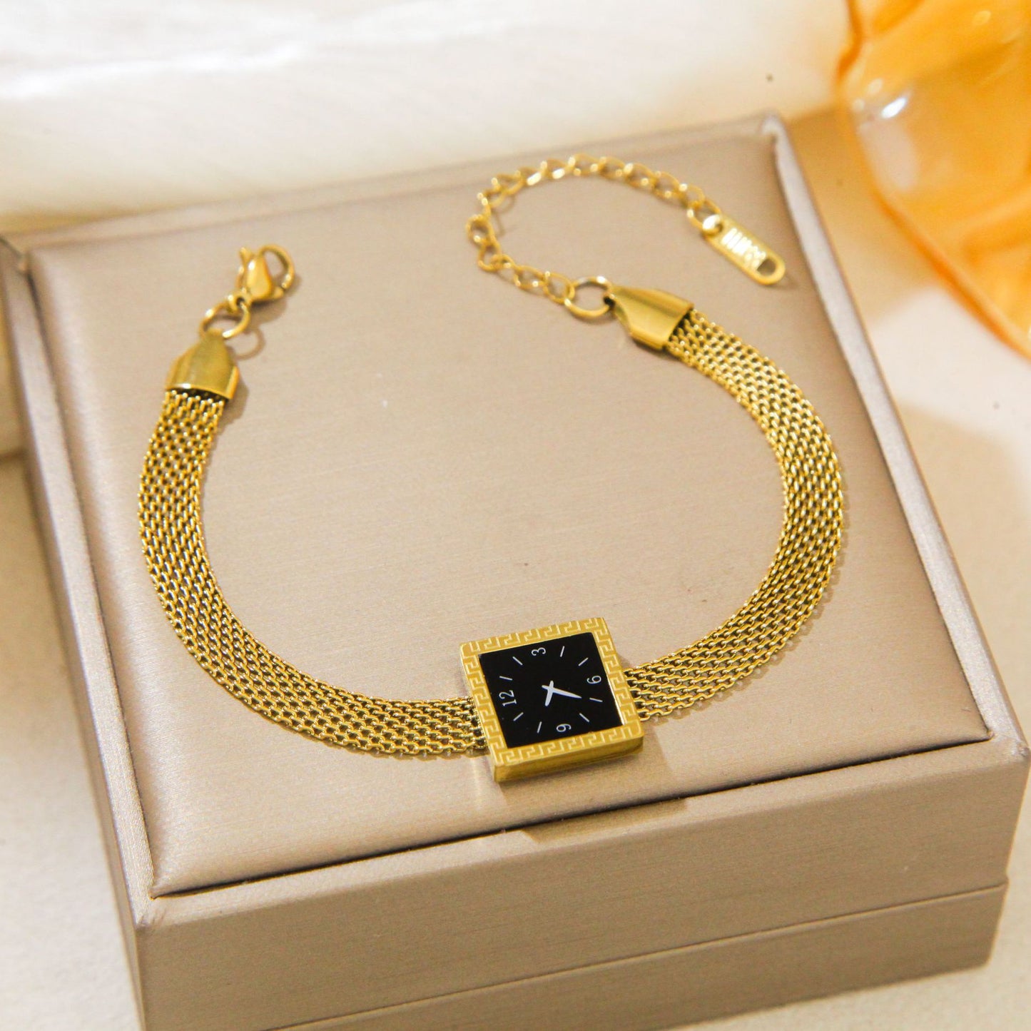 Dial Full Body Titanium Steel Real Gold Plating Light Luxury Bracelets