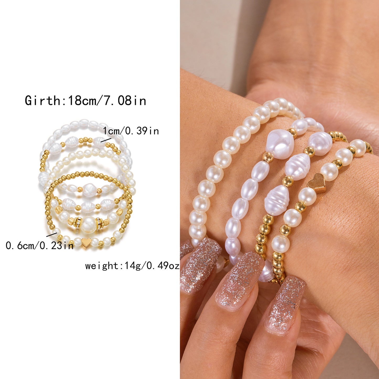 Women's High-grade Creative Imitation Pearl Love Woven Bracelets