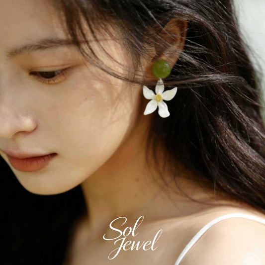 Women's White Summer Green Flower For Niche Rings