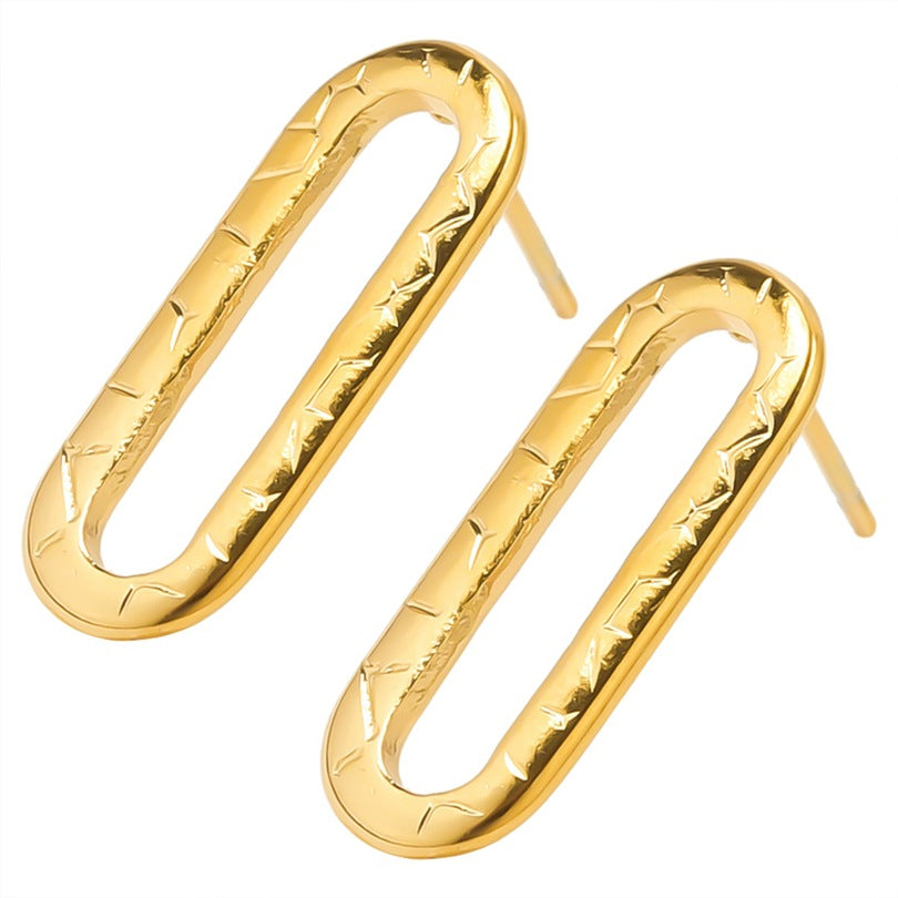 Stainless Steel Geometric Titanium Piercing Ear Clip Earrings