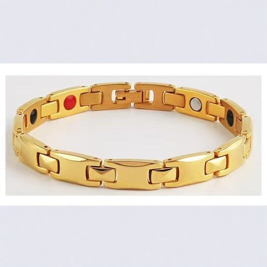 Fashion Commuter Magnet Titanium Steel Gold Bracelets