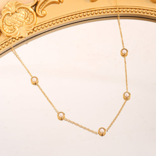 Women's Simple Fresh White Pearl Clavicle Chain Round Set Of Necklaces