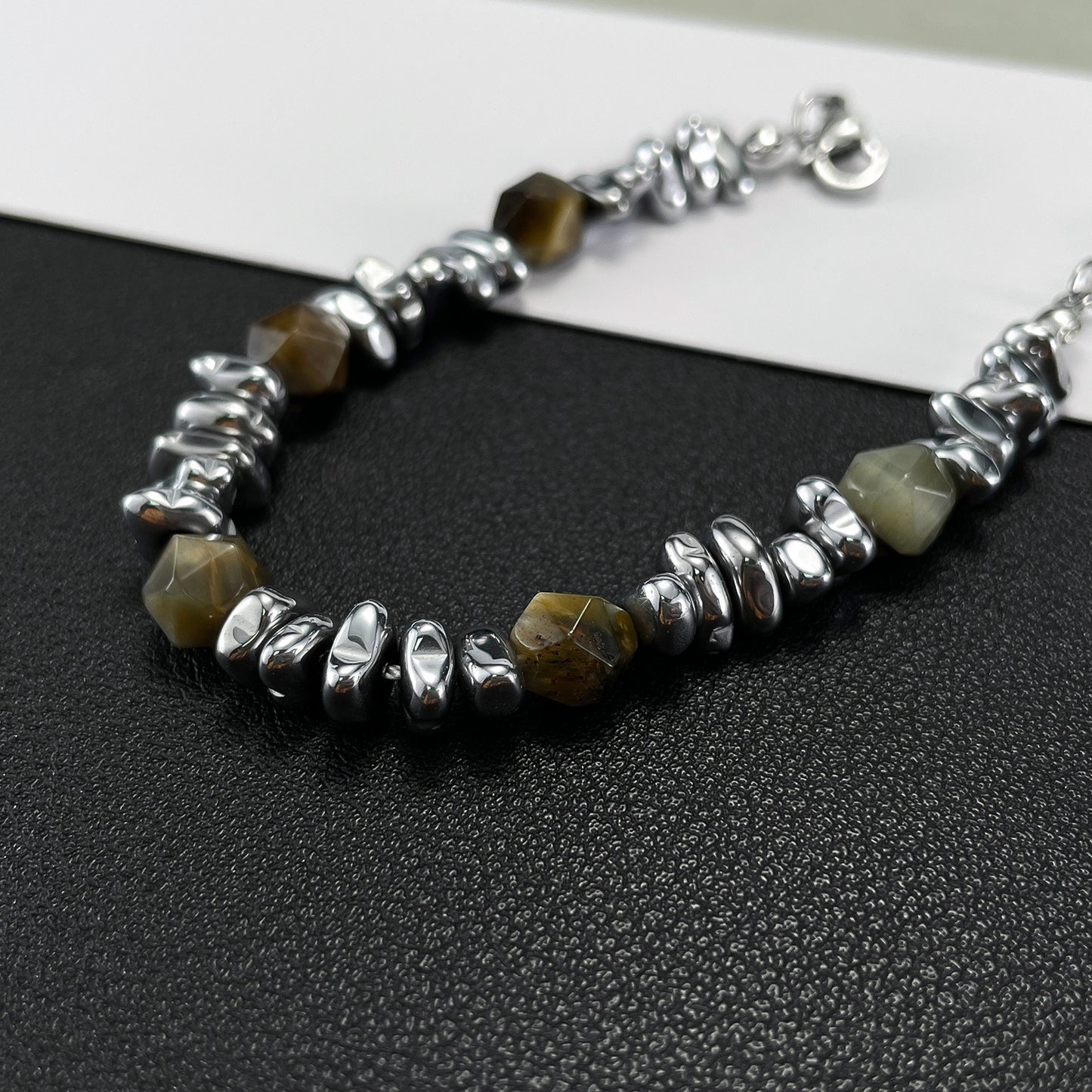 Women's & Men's Fashion Stainless Steel Natural Yellow Tigereye Bracelets