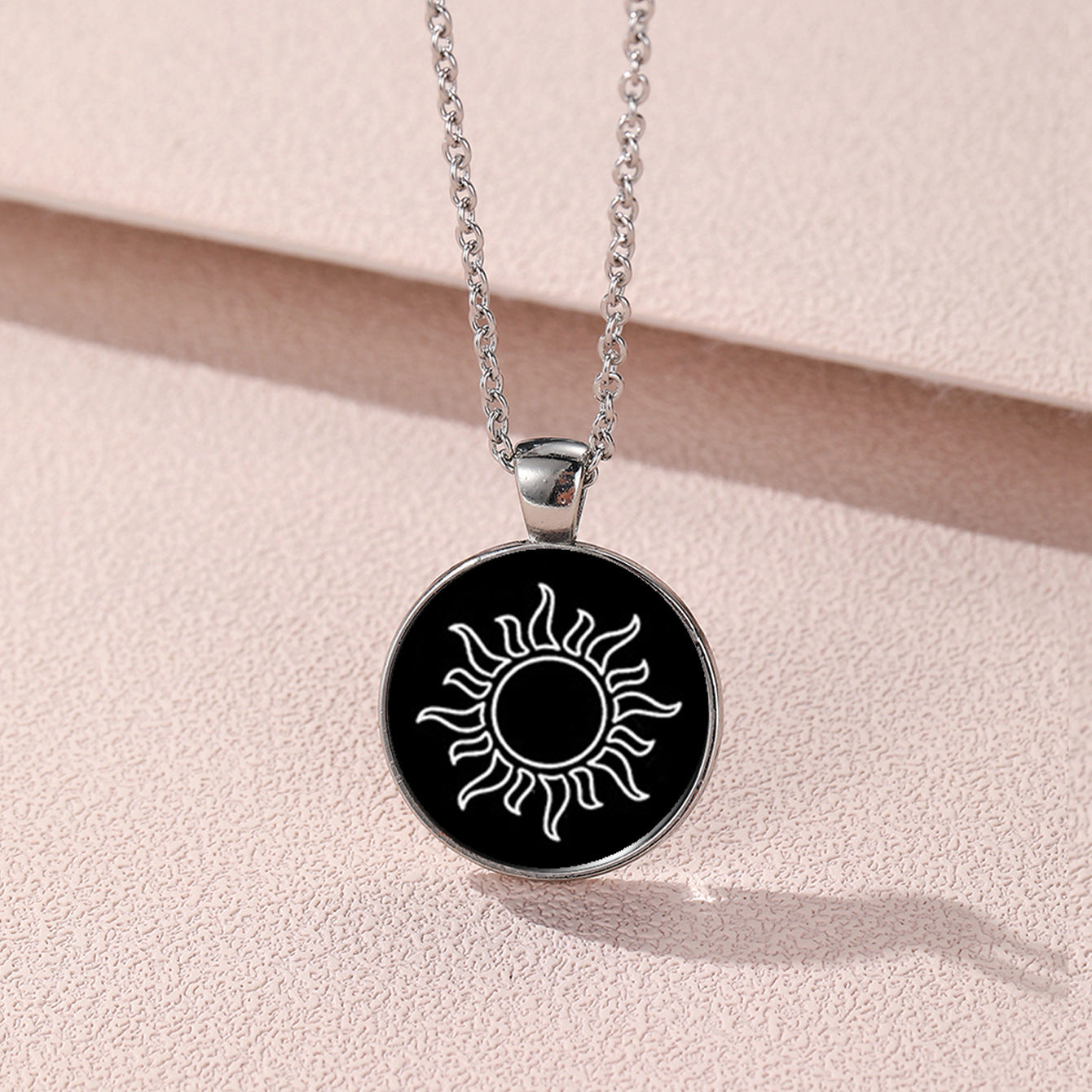 Sun Moon Lovers Couple Star Luminous Time Stone Valentine's Necklace
