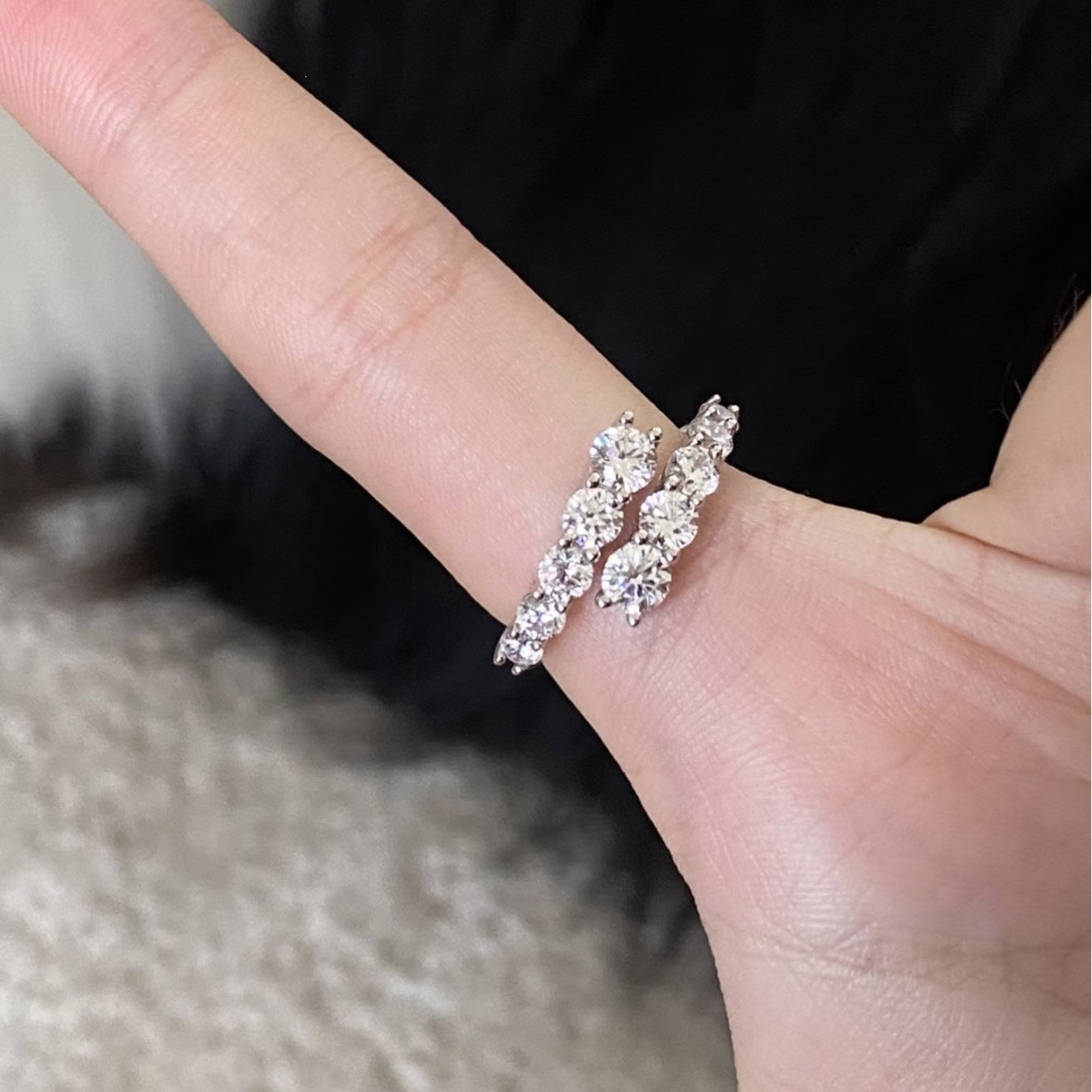 Women's Row Diamond Simple Fashion Opening Adjustable Design Light Luxury High-grade Rings
