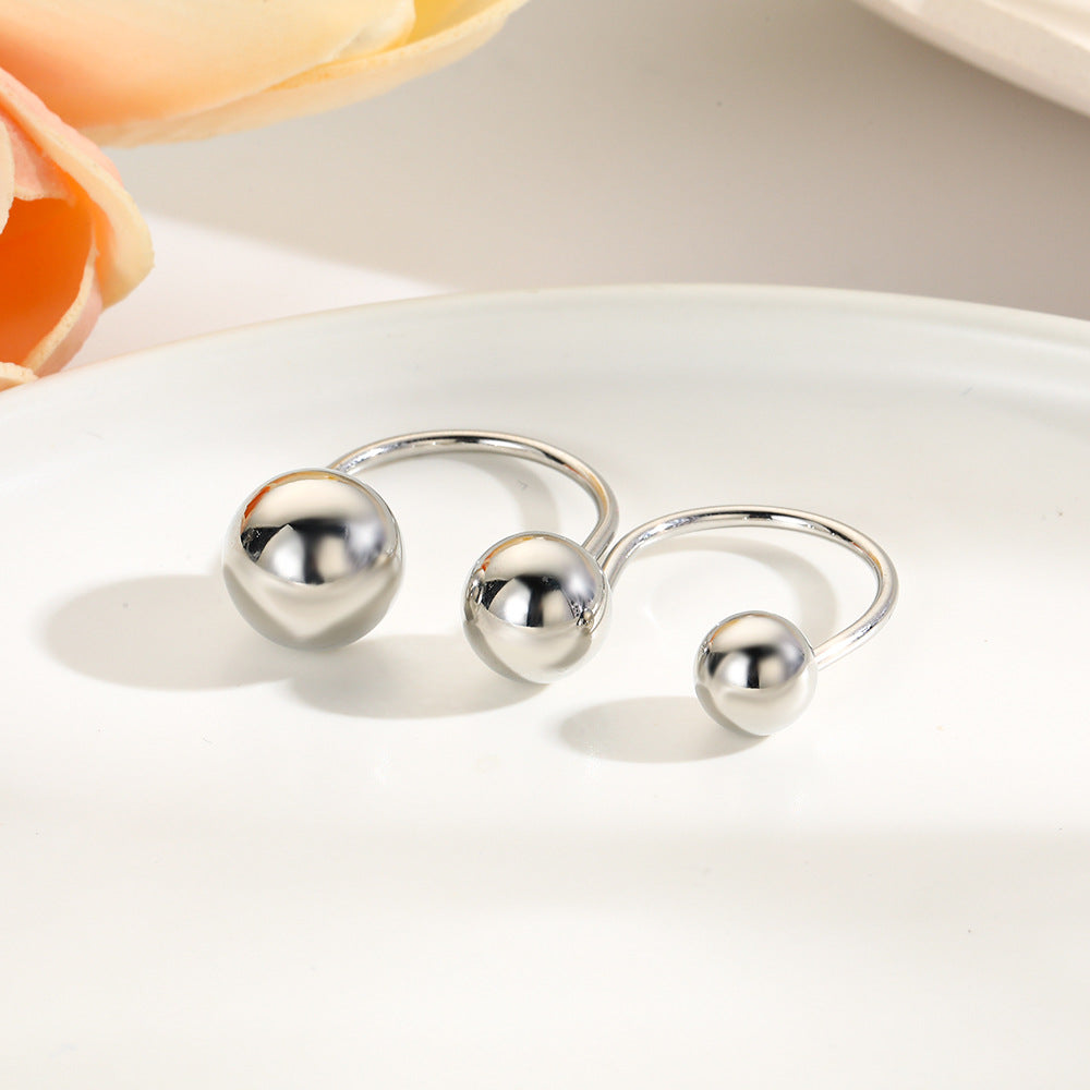 Hollow Ball Dual Layer Open-end Ornament Rings