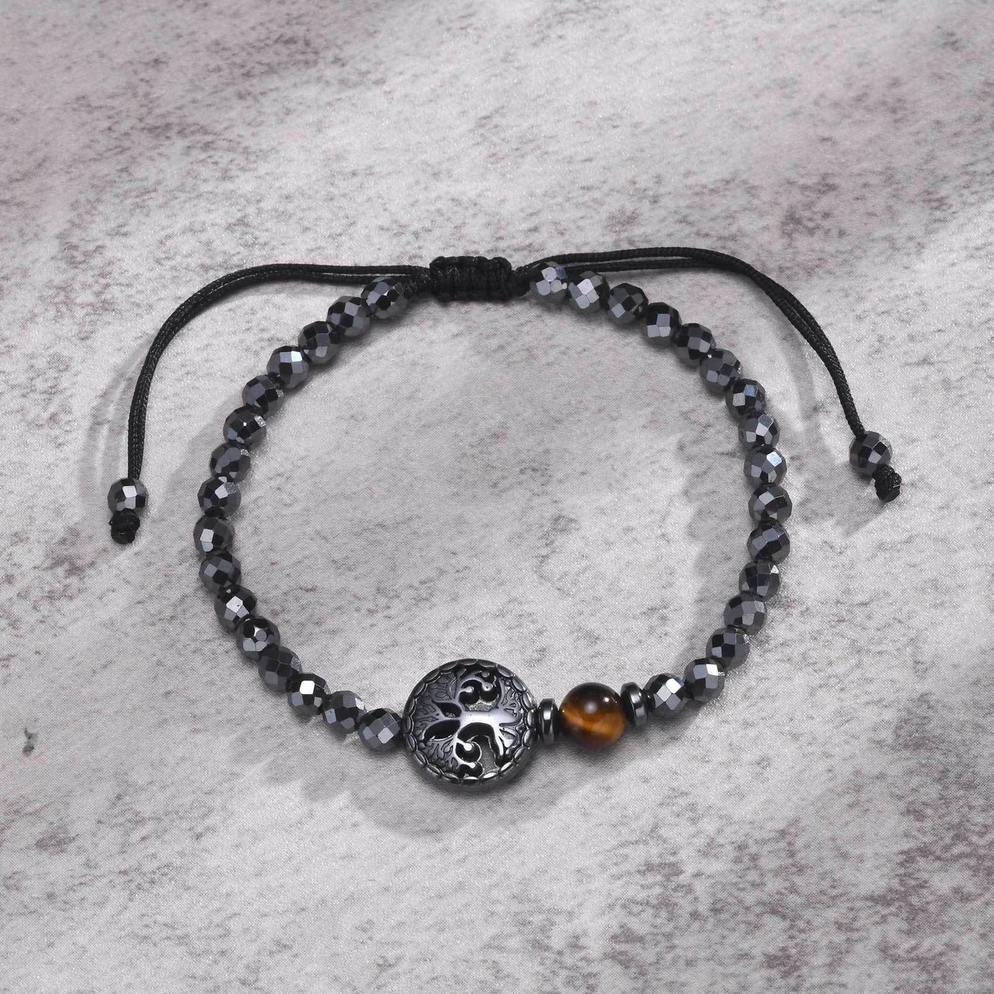 Tigereye Haematite Hollow Lucky Tree Beaded Bracelet