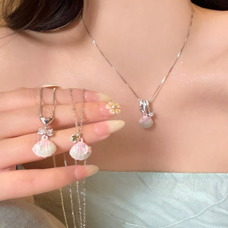 Diamond Dripping Shell Simple Fashion Summer Seaside Sweet Girlish Style Necklace