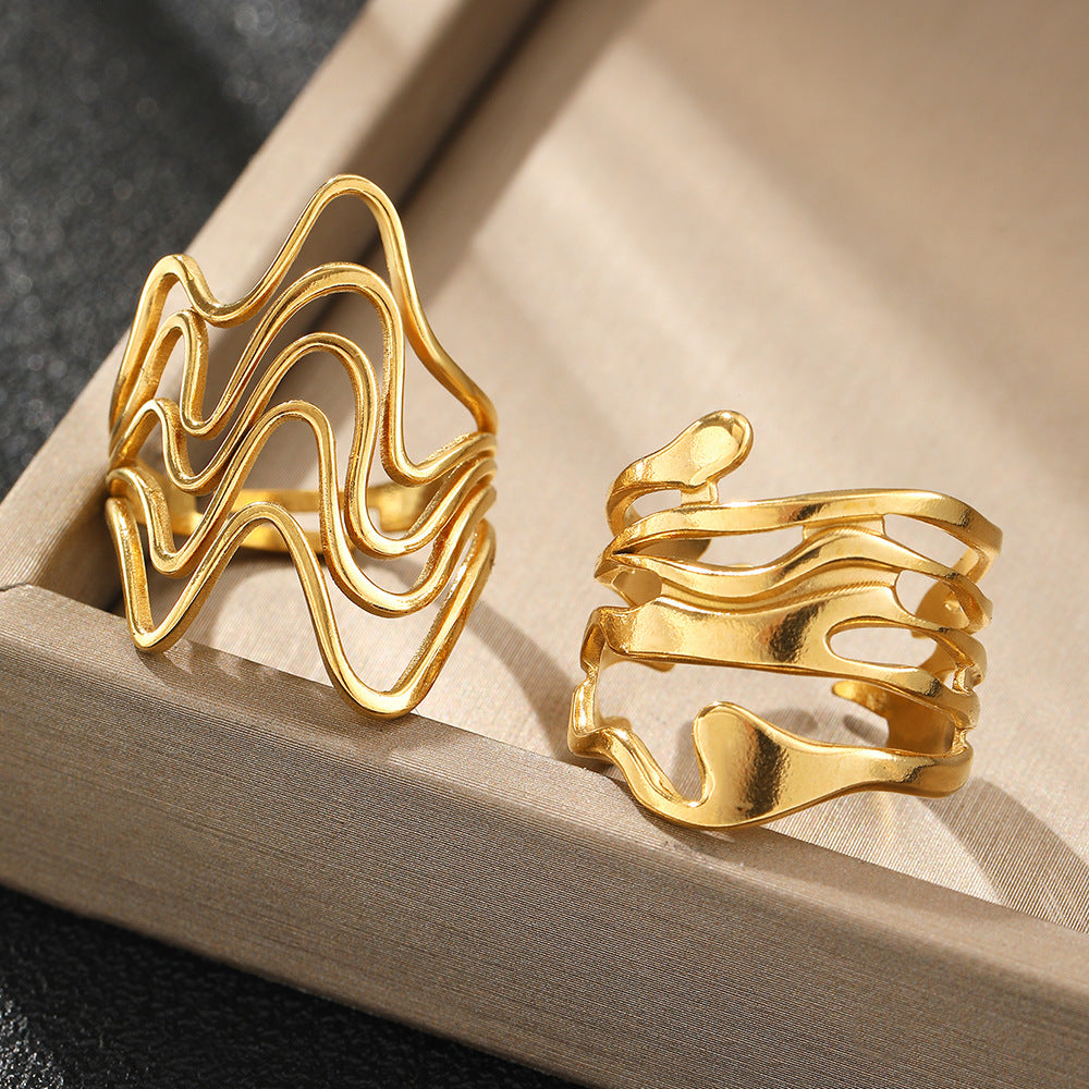 Irregular Lava Open-end Polished Suit Niche Rings