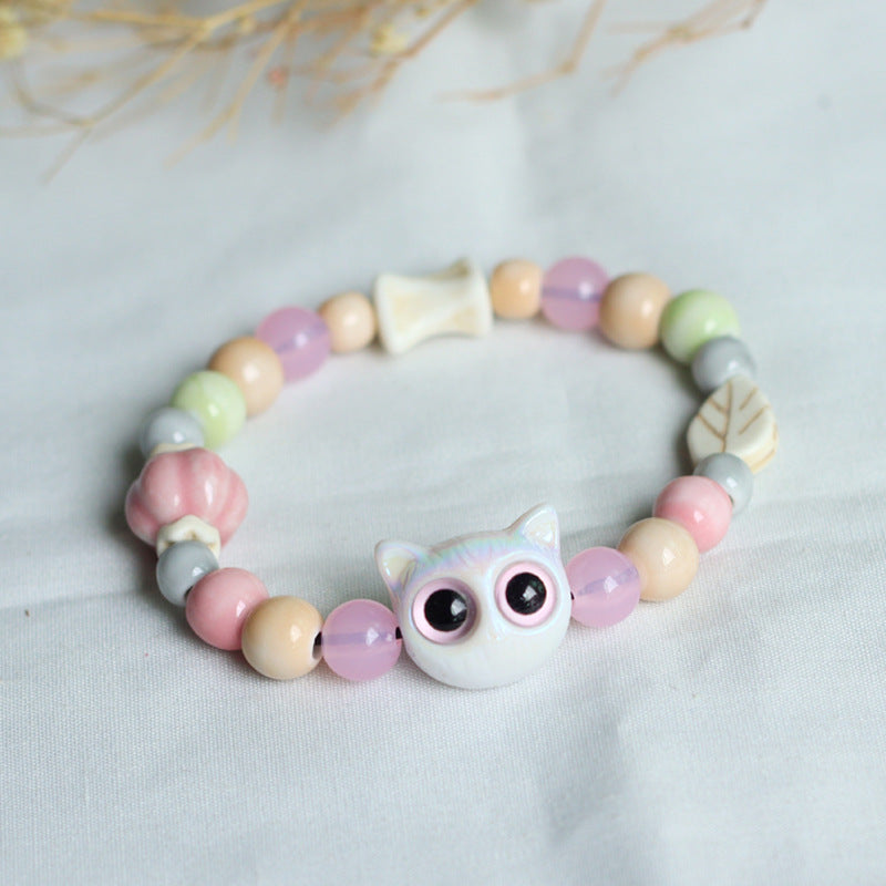 Ceramic Cat Luo Cute Dream White Big Eyes Bracelets