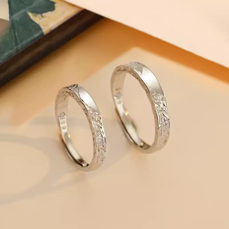 Sier Micro Lan Heart Couple Design Rings