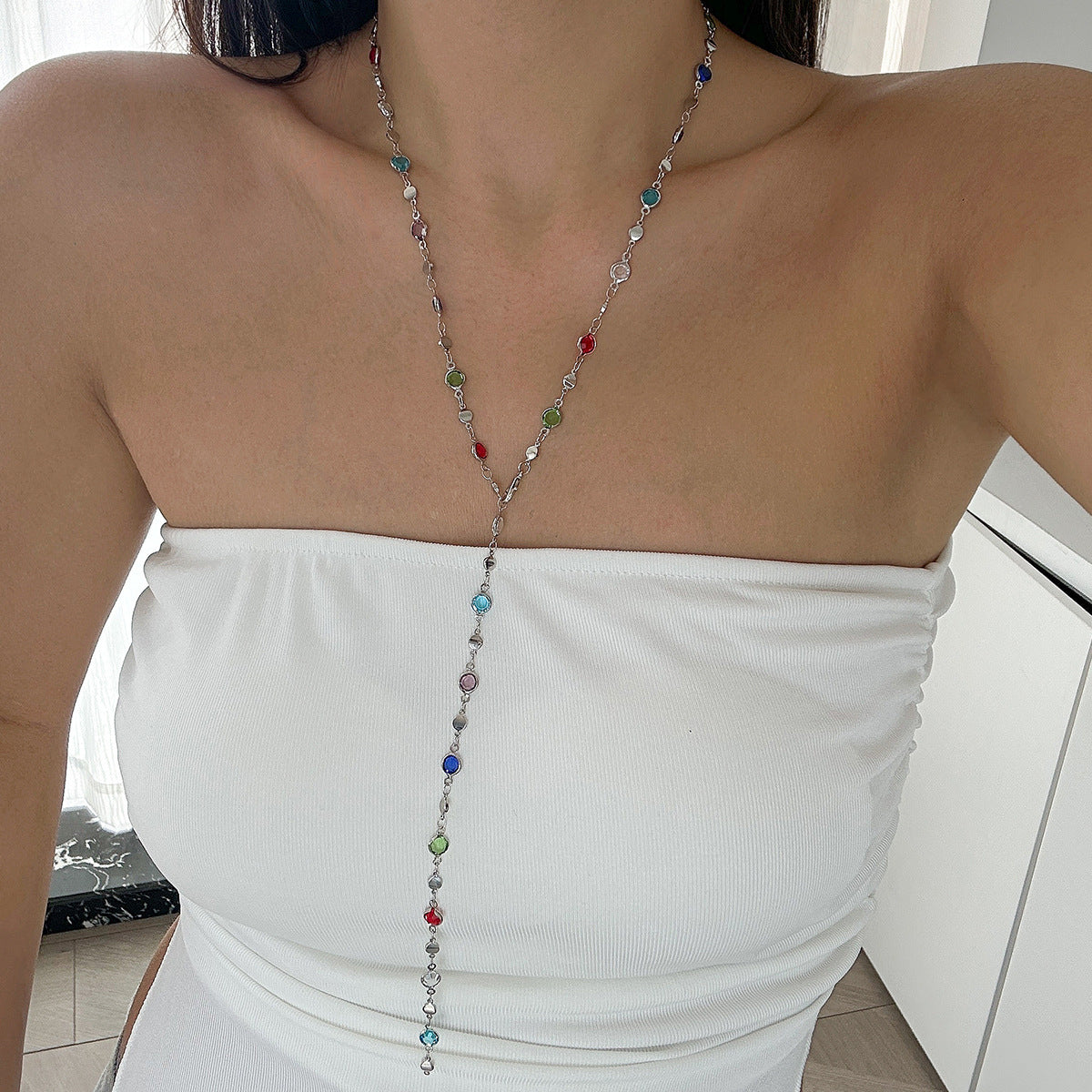 Color Imitation Crystal Female Sweet Cool Necklaces