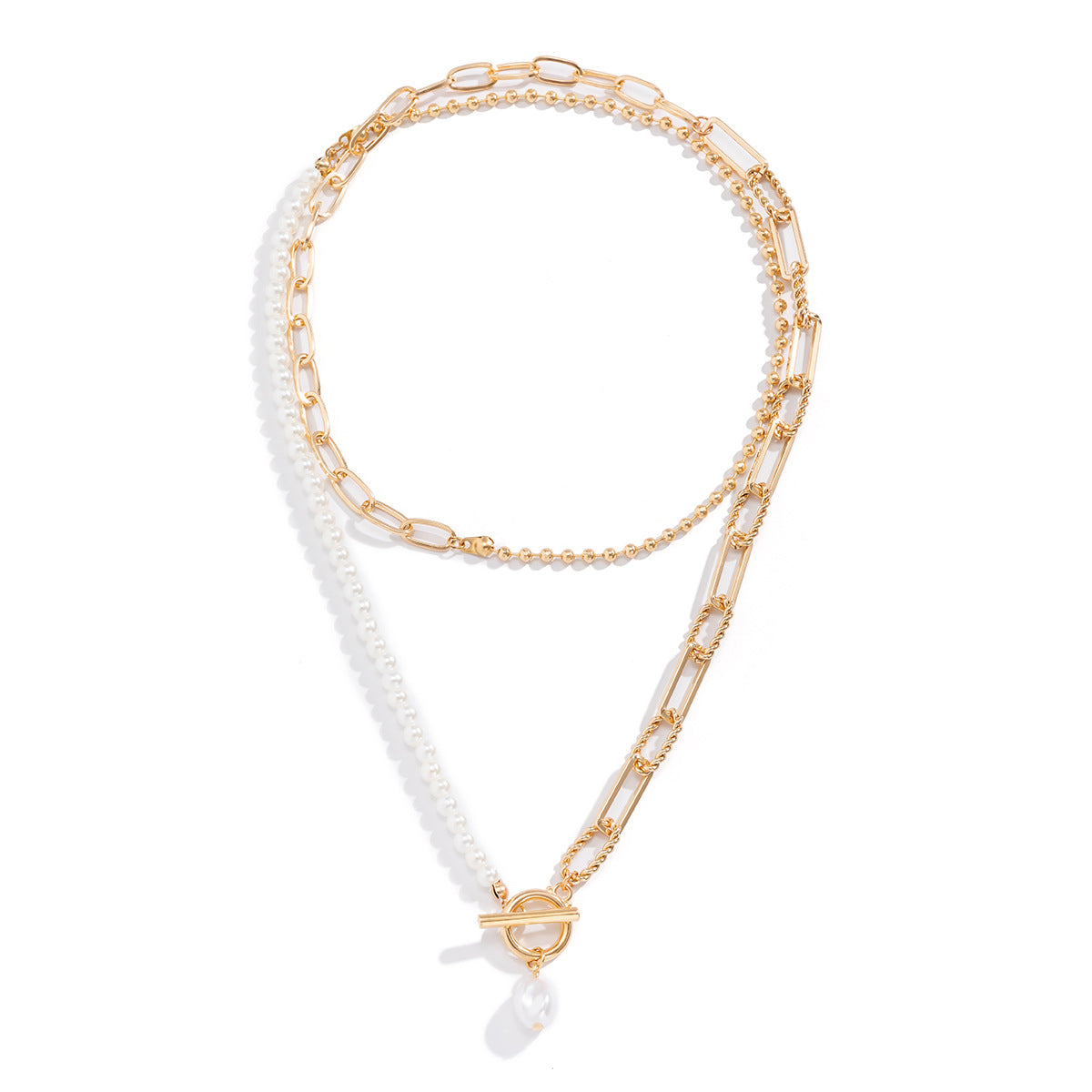 Fashion Long Round Beads Chain Twin Retro Necklaces