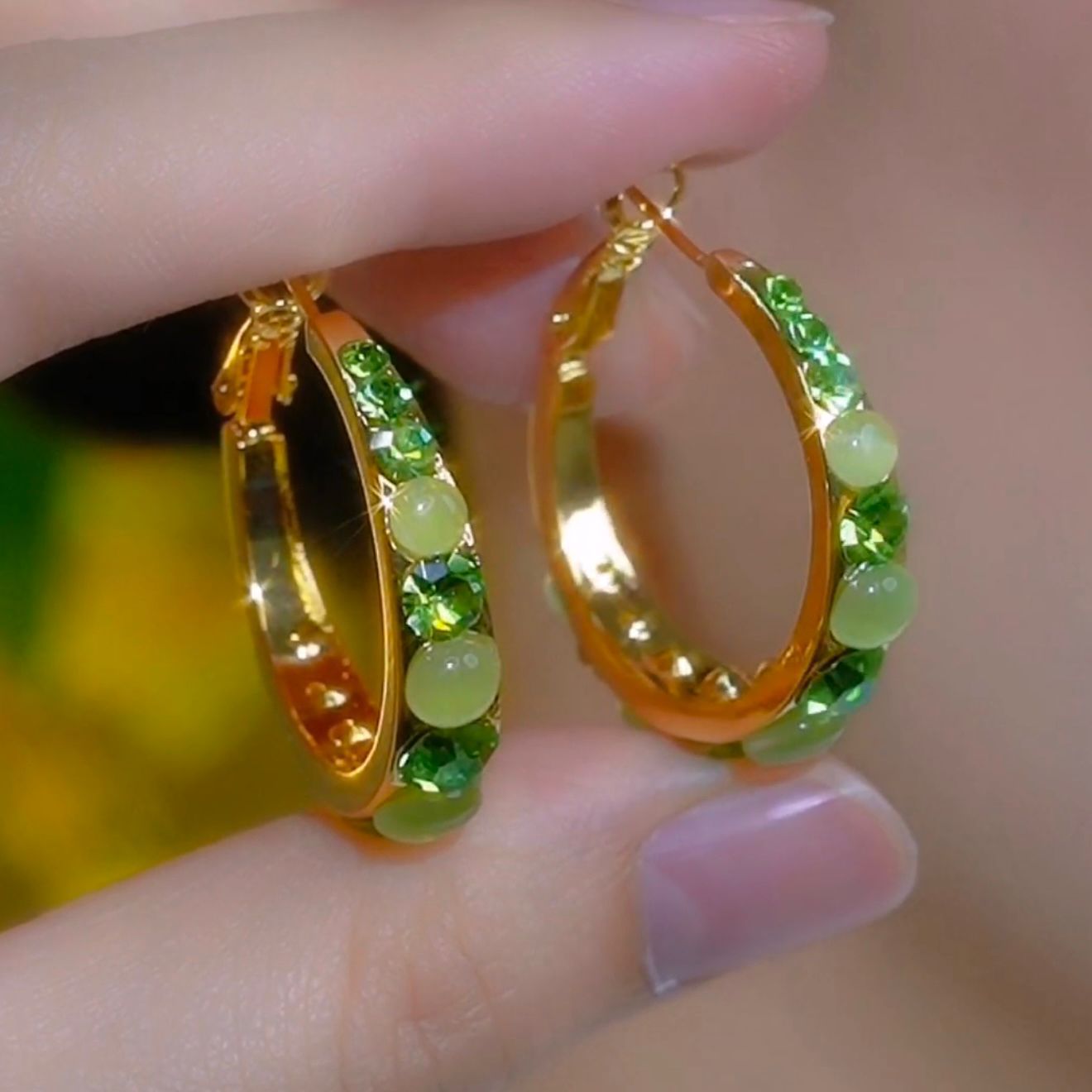Rhinestone Opal Ear Female To Make Round Face High Sense Earrings