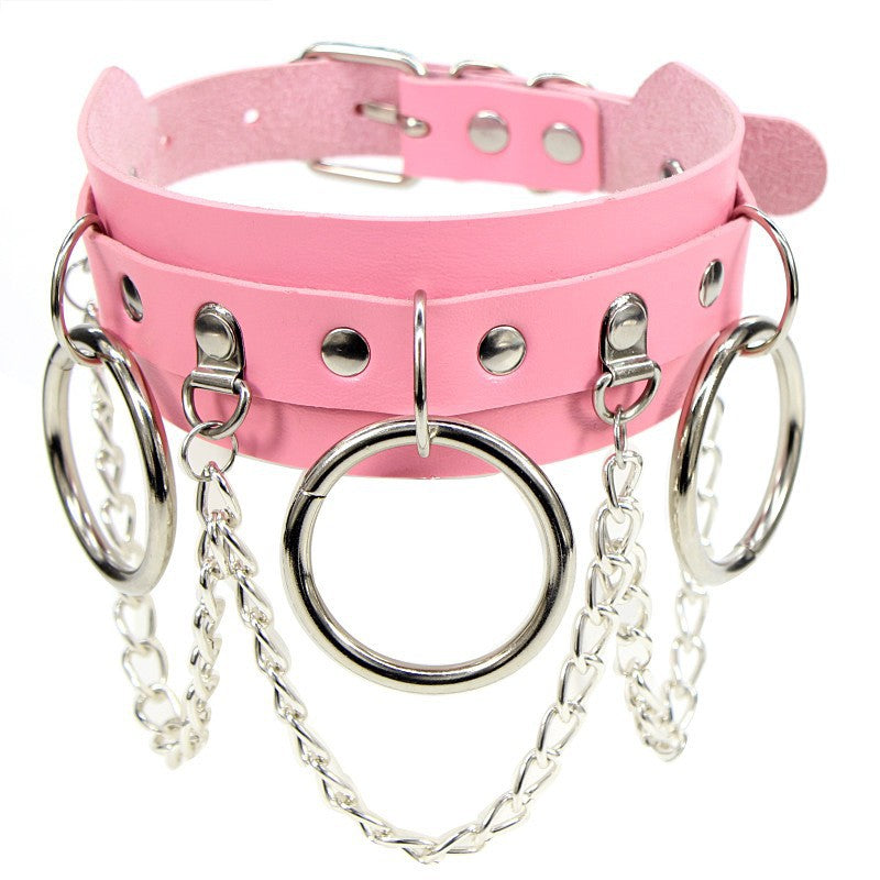 Personality Punk Street Shooting Nightclub Chain Clavicle Bandana Collar