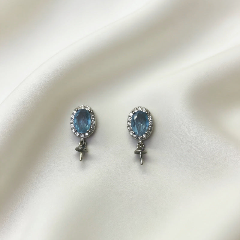 Women's Needle Aquamarine Pearl Special Interest Light Luxury Stud Earrings