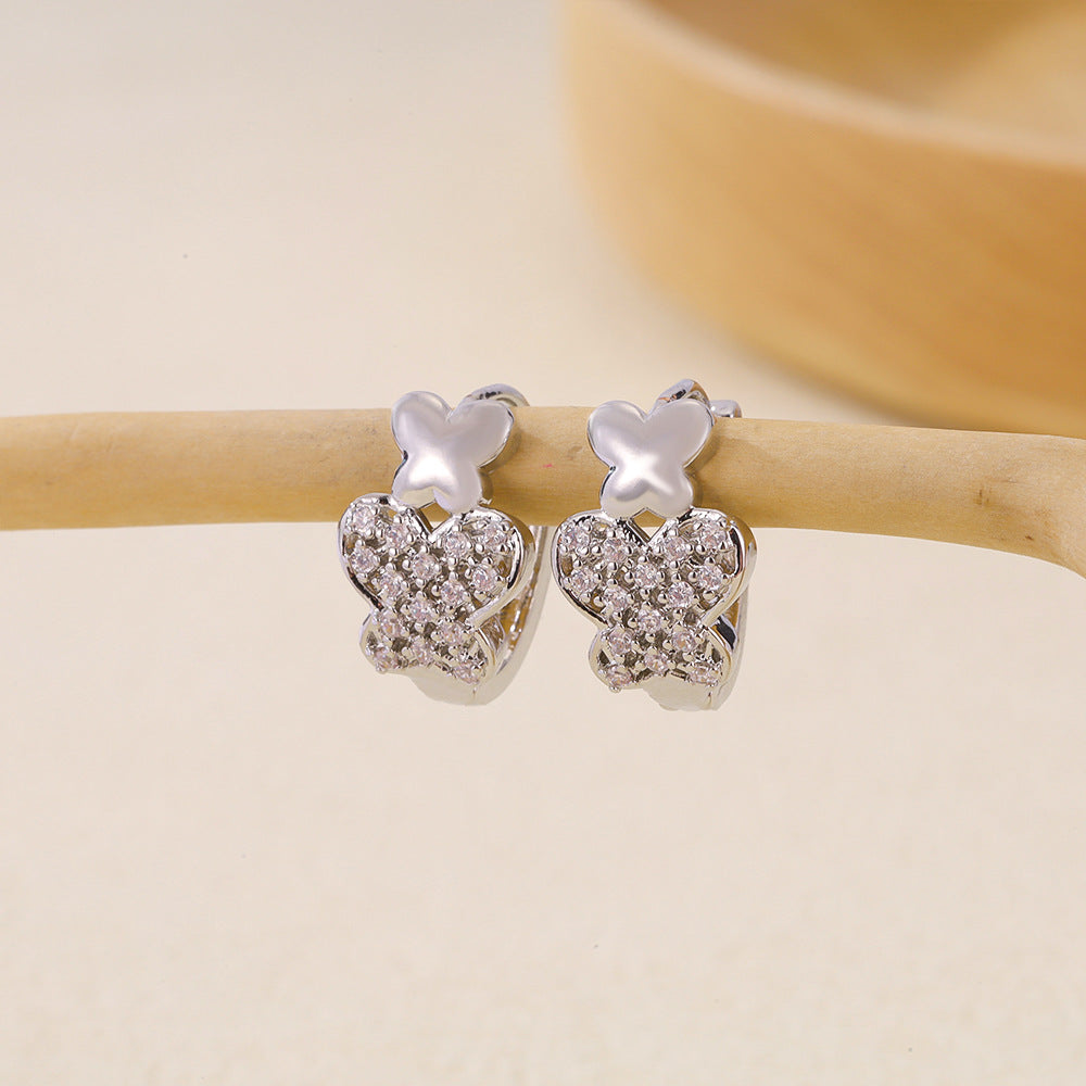 Women's Selection Fashionable Multi Zircon Inlaid Zirconium Earrings