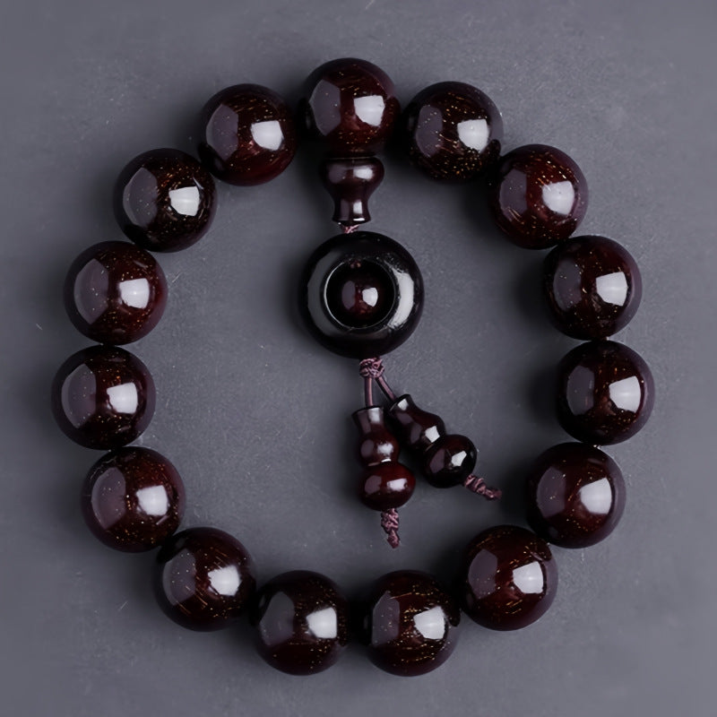 Women's & Men's Lobular Rosewood Old Materials Golden Spots Beads Bracelet