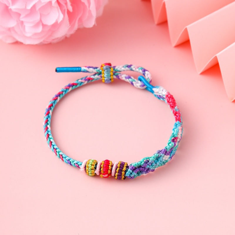 Children's Colorful Braided Rope Wrist String Safe Red Bracelet
