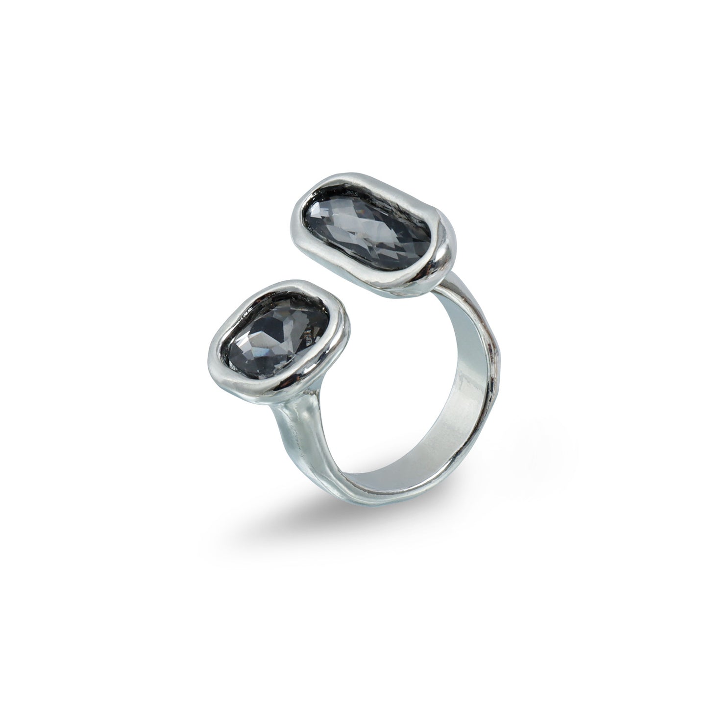 Cool Geometric Black Diamond Adjustable Female Personality Creative Opening Ring
