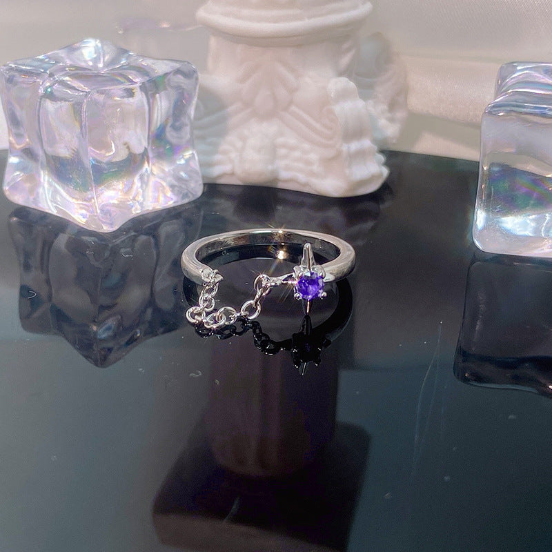 Cool Style Romantic Gentle Purple Series Rhinestone Open-end Rings