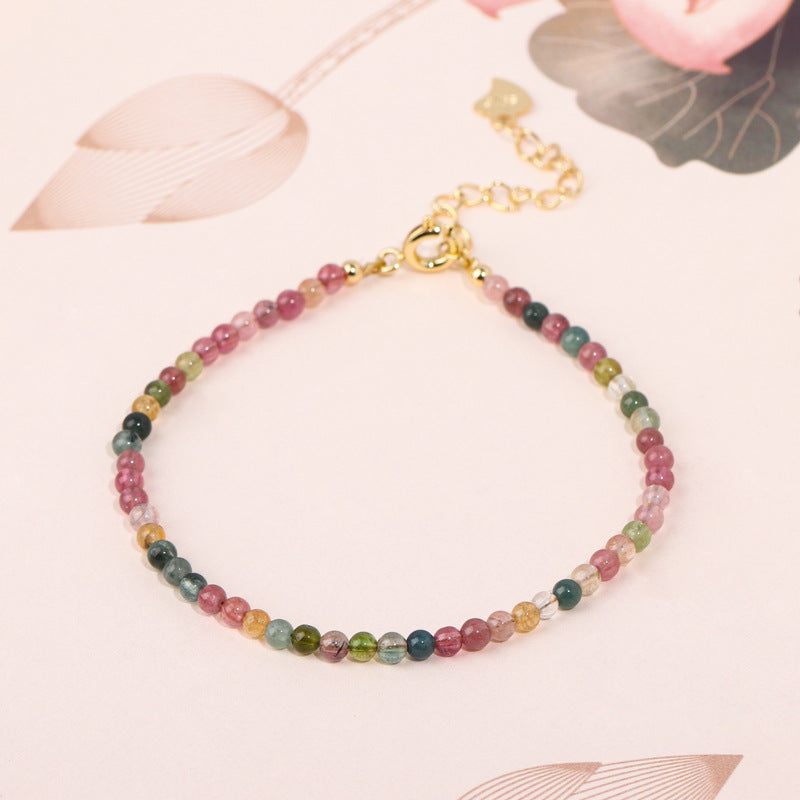 Natural Rainbow Tourmaline Stone Special Interest Light Bracelets