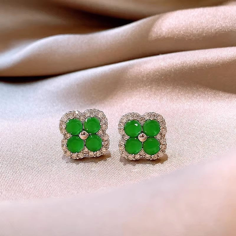Women's Leaf Clover Ear Light Luxury High-grade Flower Stud Earrings
