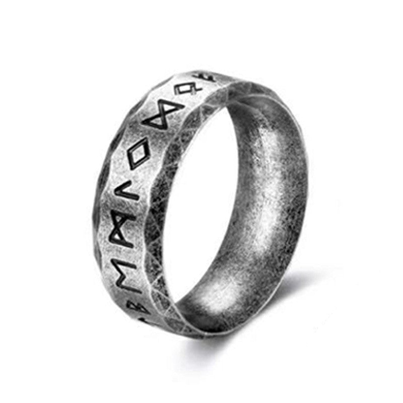 Men's Vintage Baked Fog Wen Titanium Steel Rings