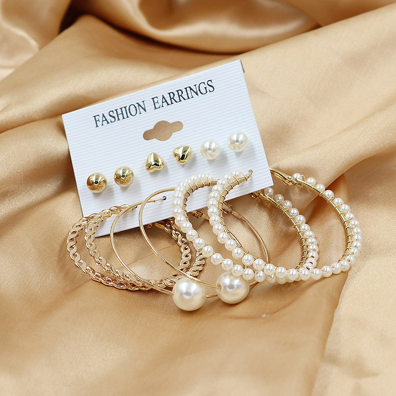 Creative Simple Acrylic Alloy Metal Pearl Stud Earrings