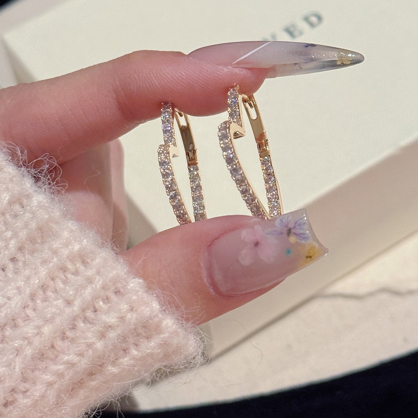 Shining Heart Full Of Zircon Light Luxury High-grade Sweet Niche Stud Earrings