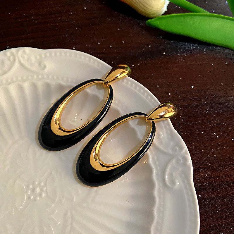 Oil Oval Geometric French Retro Special Earrings