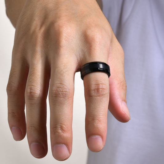 Men's Cool Tungsten Black Gold Sand Rings