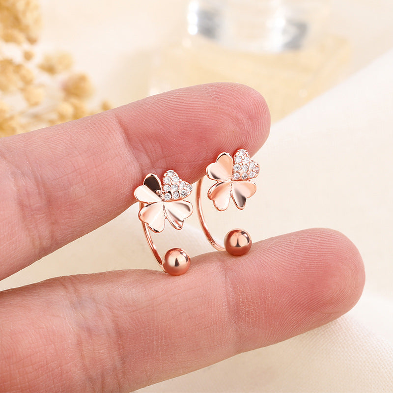 Four-leaf Clover Female Screw Tightening Buckle High-grade Temperament Ear Hook