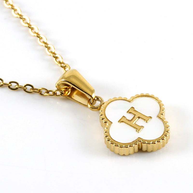 Stainless Steel Four-leaf Clover Letter Female Fashion Necklaces