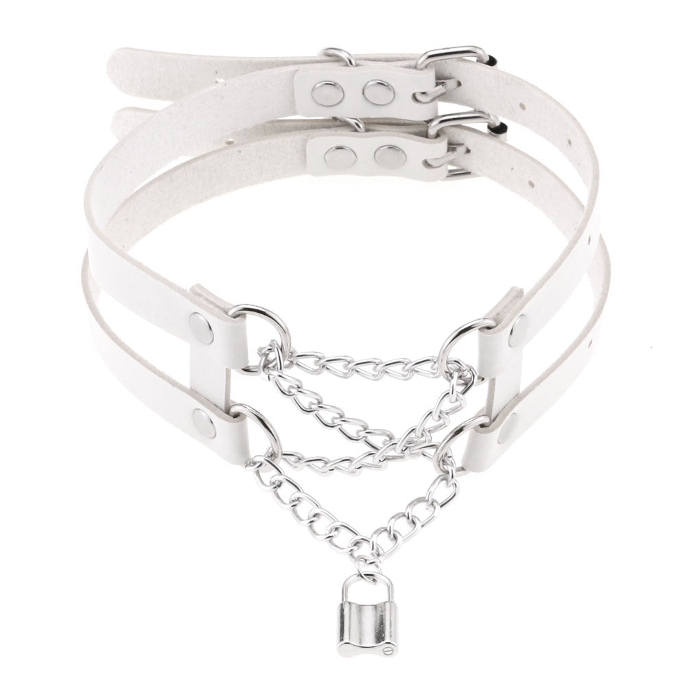 Temperament Double Row Line Chain Brain Teaser Neckband Sexy Lock Necklaces