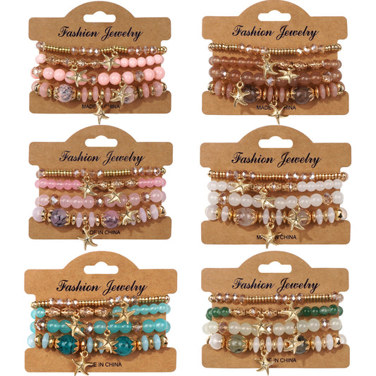 Bohemian Starfish Artificial Crystal String Beads Bracelet
