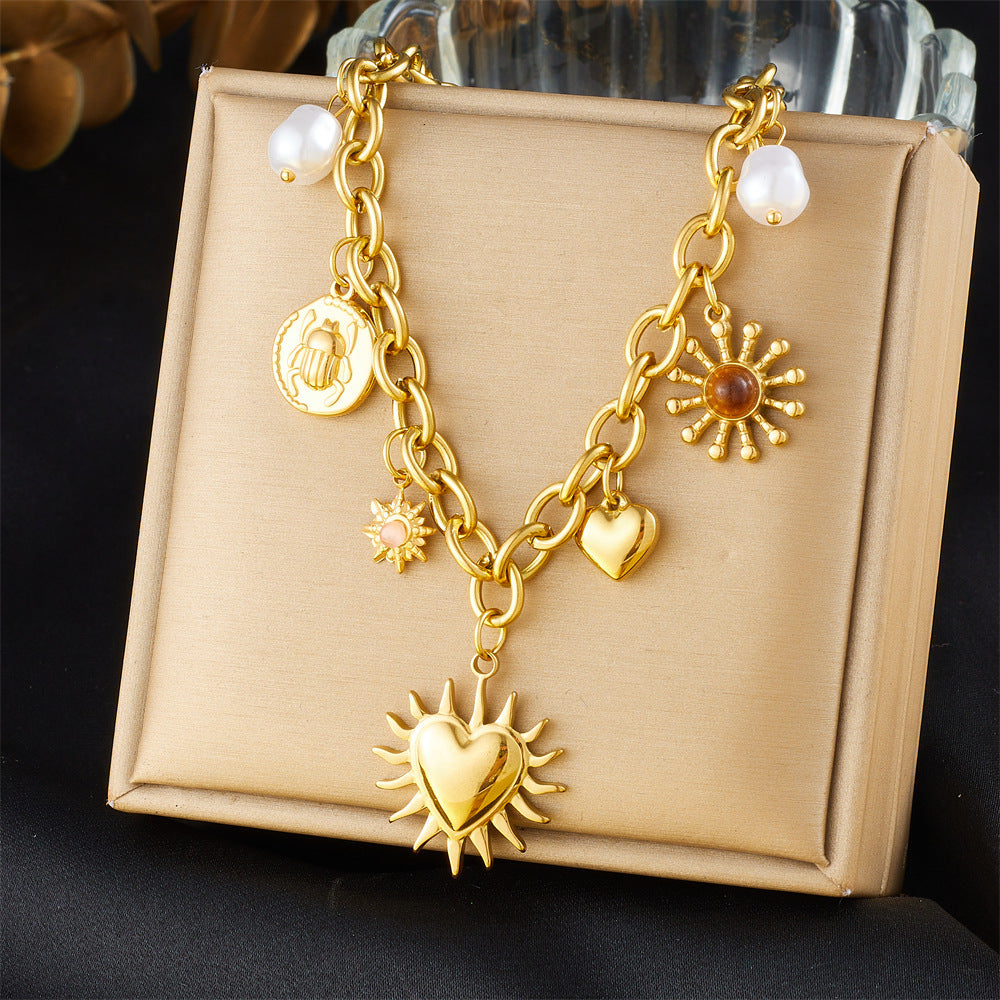 Women's Sun Cross Stainless Steel Fashion Personality Design Necklace