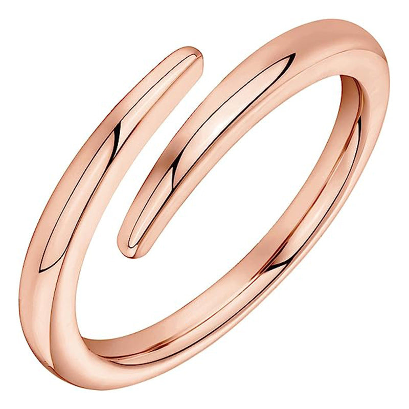 Women's Couple Simple Plain Glossy Gold Titanium Rings