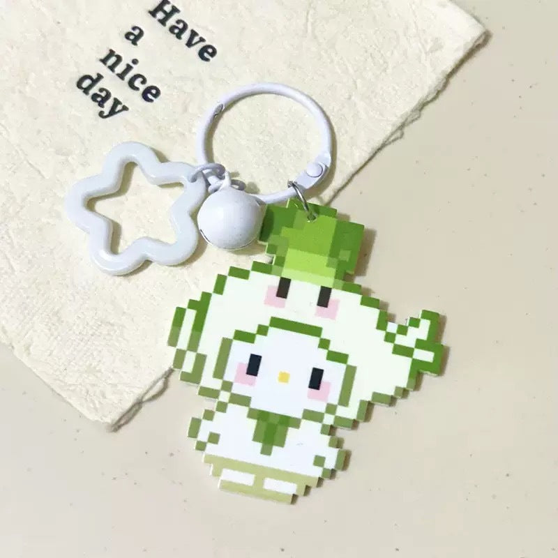 Pixel Cartoon Key Button Schoolbag Cute Acrylic Hang Decorations Hanging Ornaments