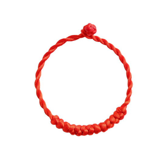 Woven Three Knotted Charm Braided Red Bracelets