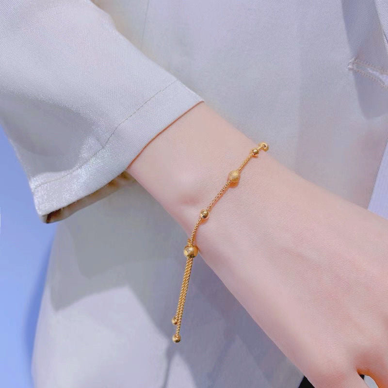 Titanium Steel Female Frosted Golden Balls Ball Simple Bracelets