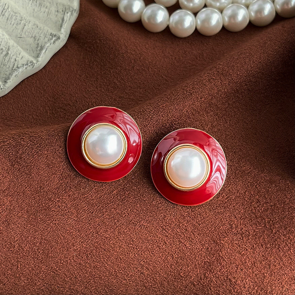 Enamel Special Interest Light Luxury Pearl Female Earrings